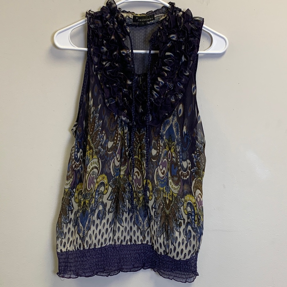 Elegant Paisley Ruffle Blouse